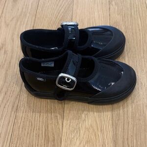 Vans Kids Shiny Black Mary Jane Shoes